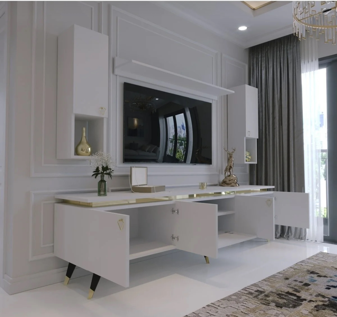 AMAHH HOME ტელევიზორის მაგიდის კომპლექტი 