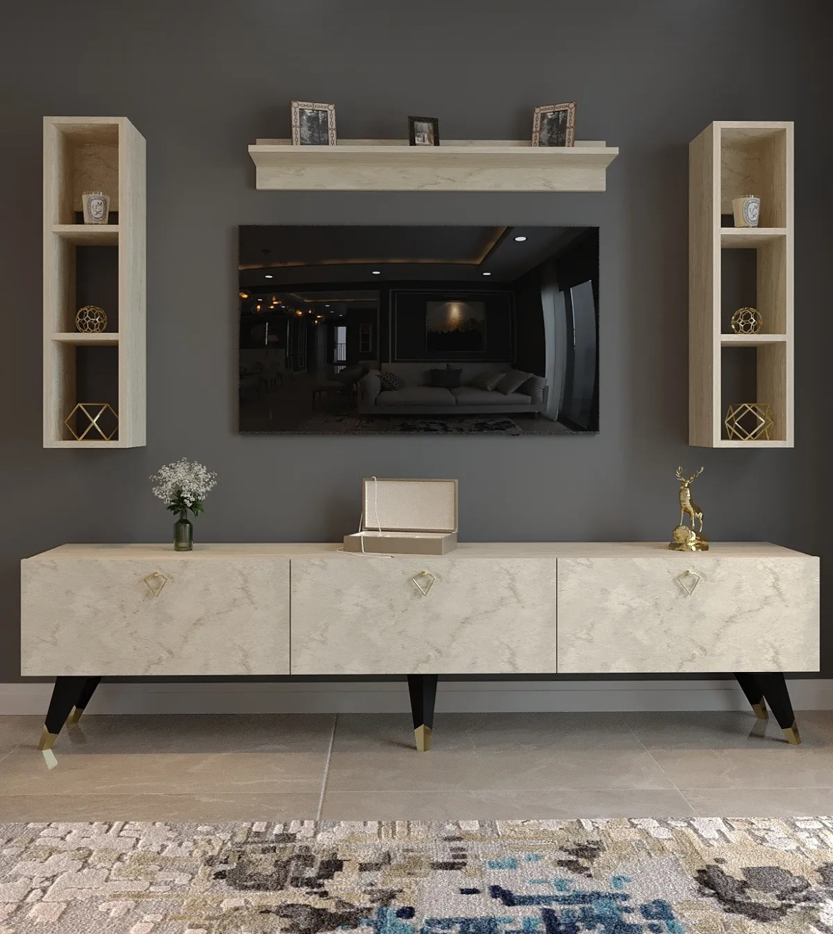 AMAHH HOME ტელევიზორის მაგიდის კომპლექტი