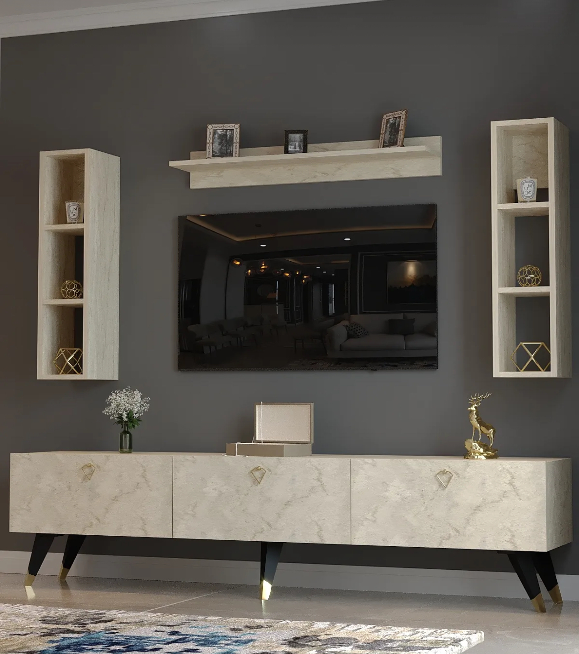 AMAHH HOME ტელევიზორის მაგიდის კომპლექტი