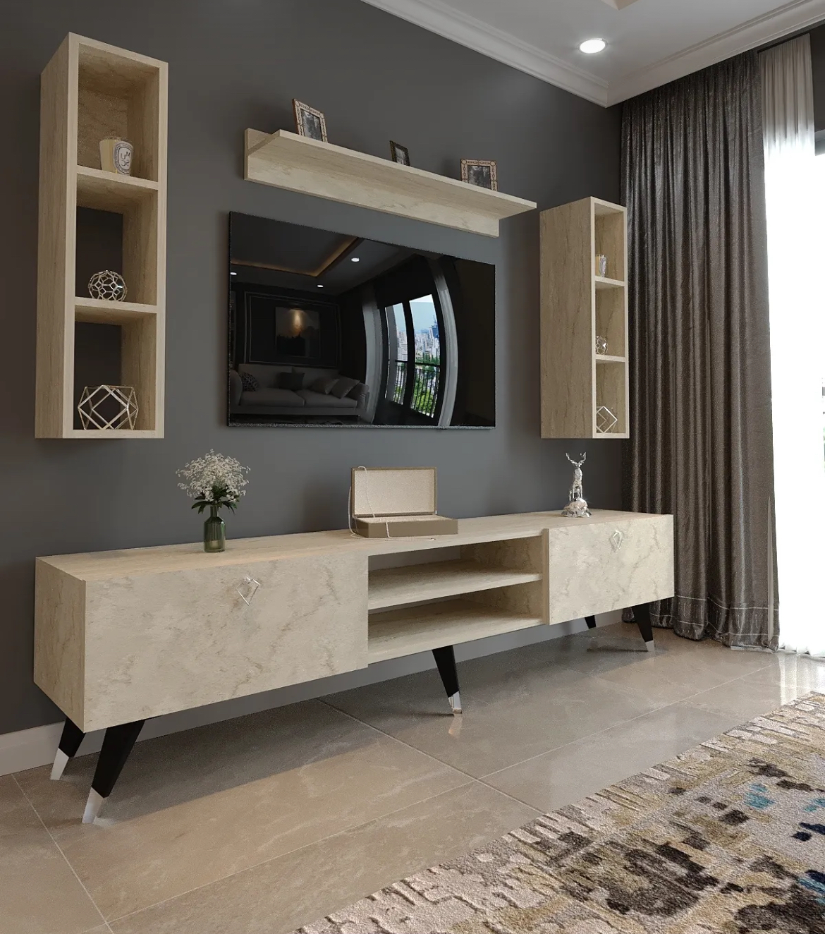 AMAHH HOME ტელევიზორის მაგიდის კომპლექტი