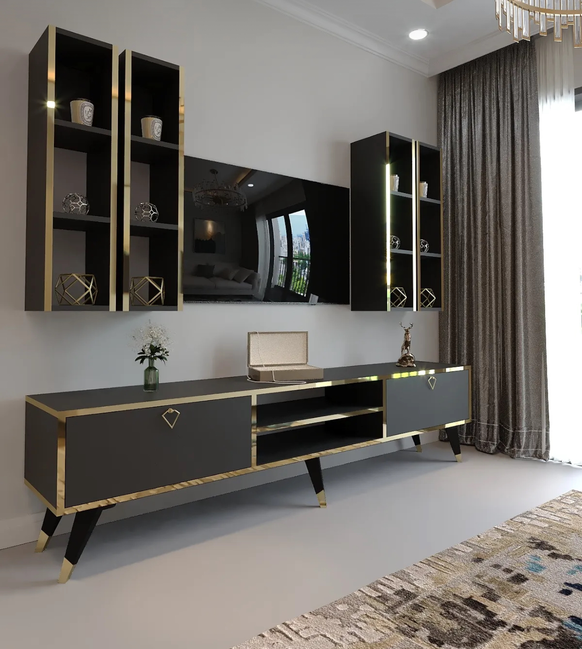 AMAHH HOME ტელევიზორის მაგიდის კომპლექტი